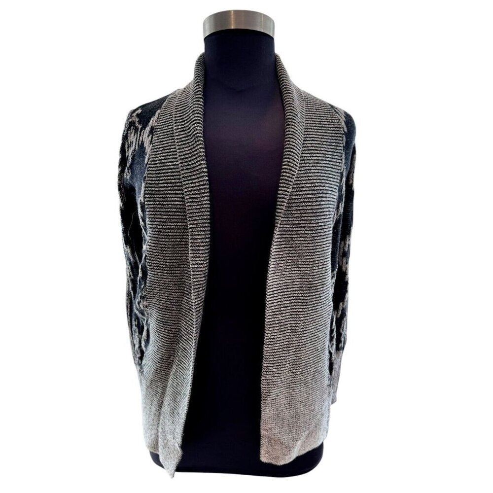 Ecote Womens Sweater Size S Black Gray Open Cardigan Long Sleeve‎ Cotton Casual
